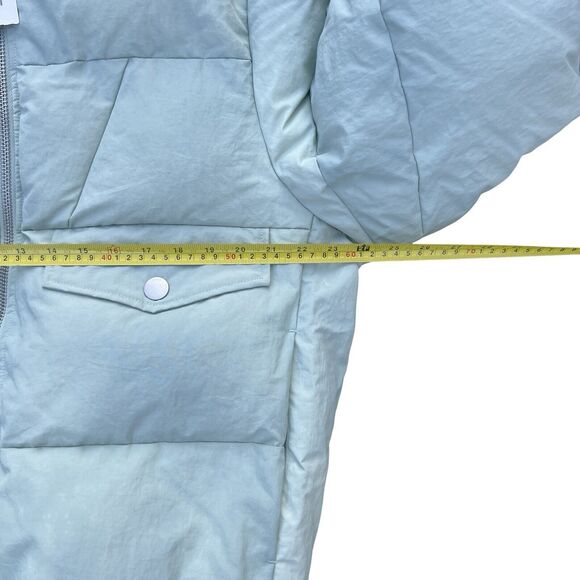 Zara Puffer Jacket Men's Green Mock Neck Long Sleeve Pocket Detail Zip-Up Medium - Picture 14 of 17